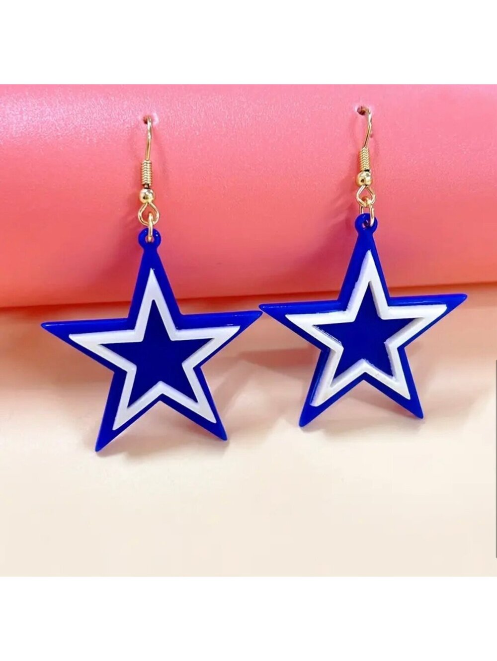 New - Shimmering Acrylic - Double Layer Star Earrings